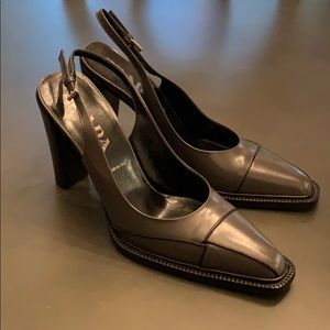 NWOT Prada Block Heel Slingbacks.
